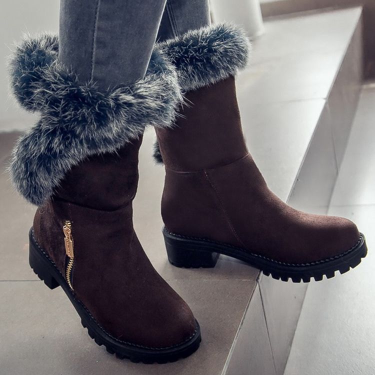 Bottes De Neige Mignonnes En Fourrure Pour Femmes