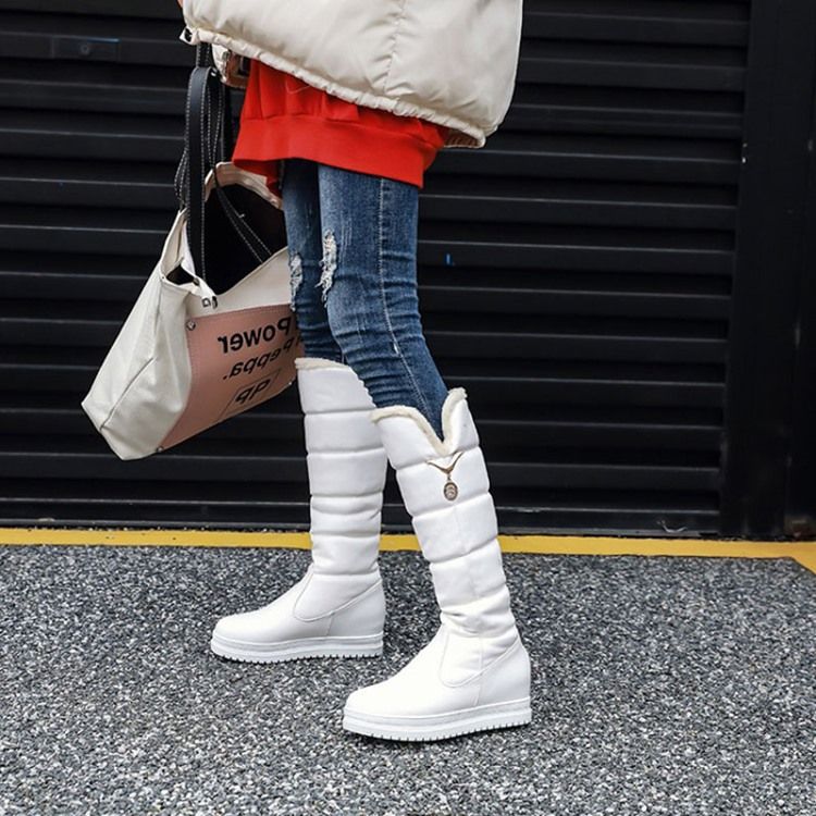 Bottes De Neige À Talons Élévateurs Cachés À Bout Rond Pour Femmes