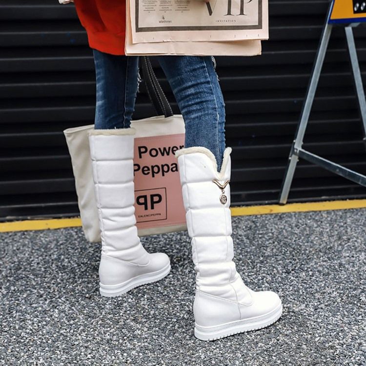 Bottes De Neige À Talons Élévateurs Cachés À Bout Rond Pour Femmes