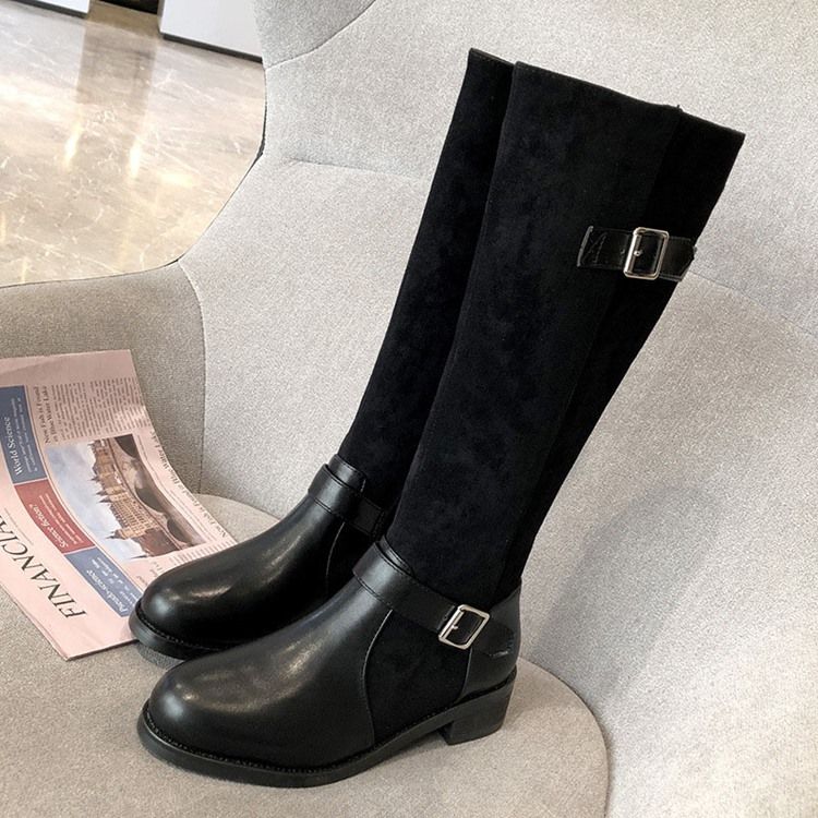 Bottes Plates À Bout Rond Et Talon Bloc Pour Femmes