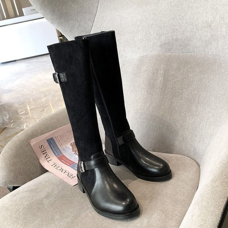 Bottes Plates À Bout Rond Et Talon Bloc Pour Femmes