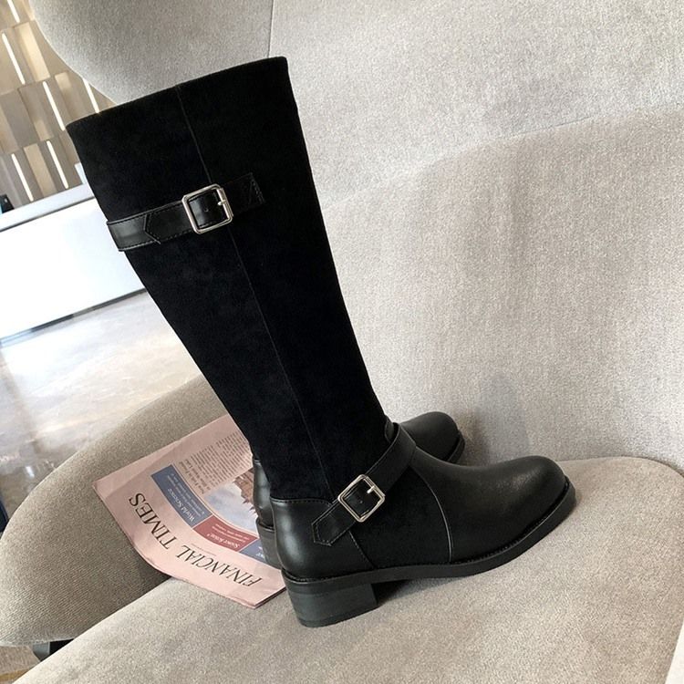 Bottes Plates À Bout Rond Et Talon Bloc Pour Femmes