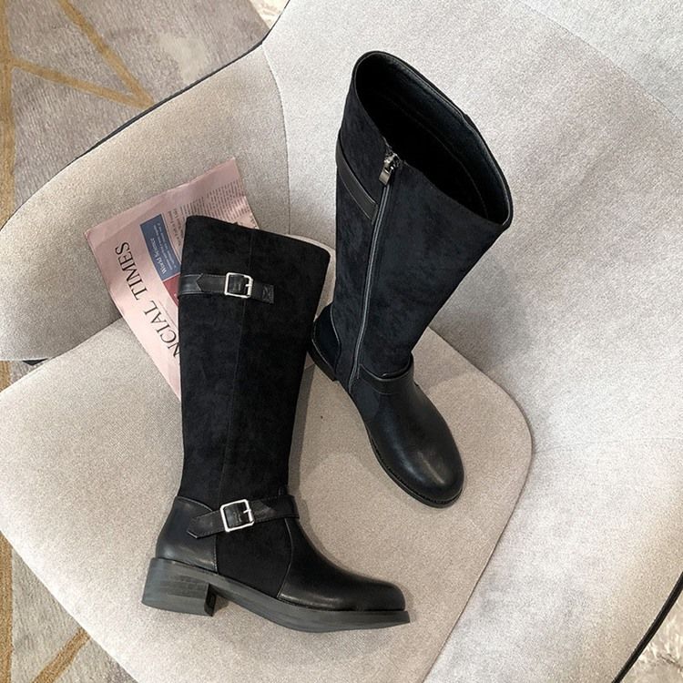 Bottes Plates À Bout Rond Et Talon Bloc Pour Femmes