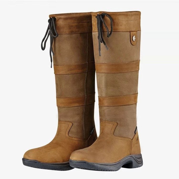 Bottes À Talons Carrés Et Bouts Ronds Unis Pour Femmes