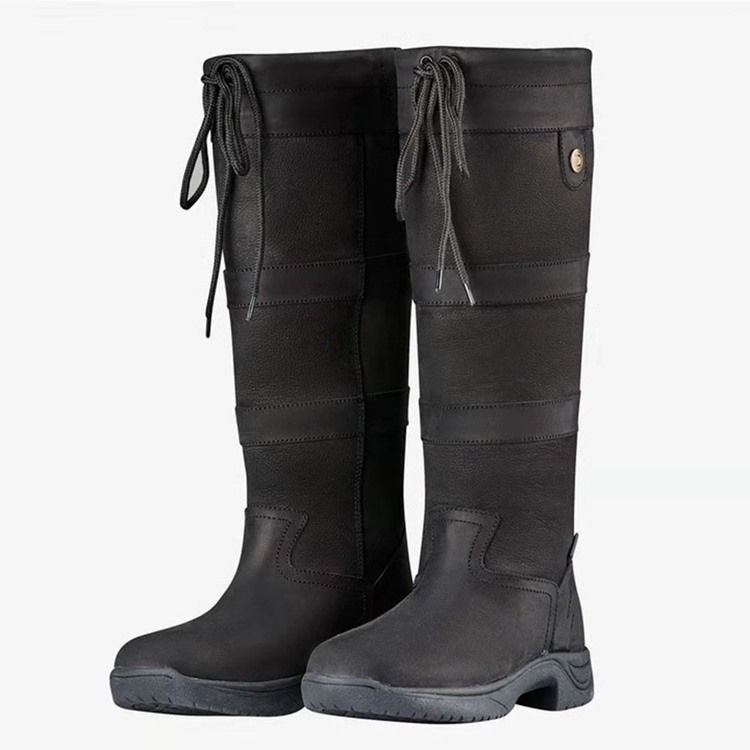 Bottes À Talons Carrés Et Bouts Ronds Unis Pour Femmes