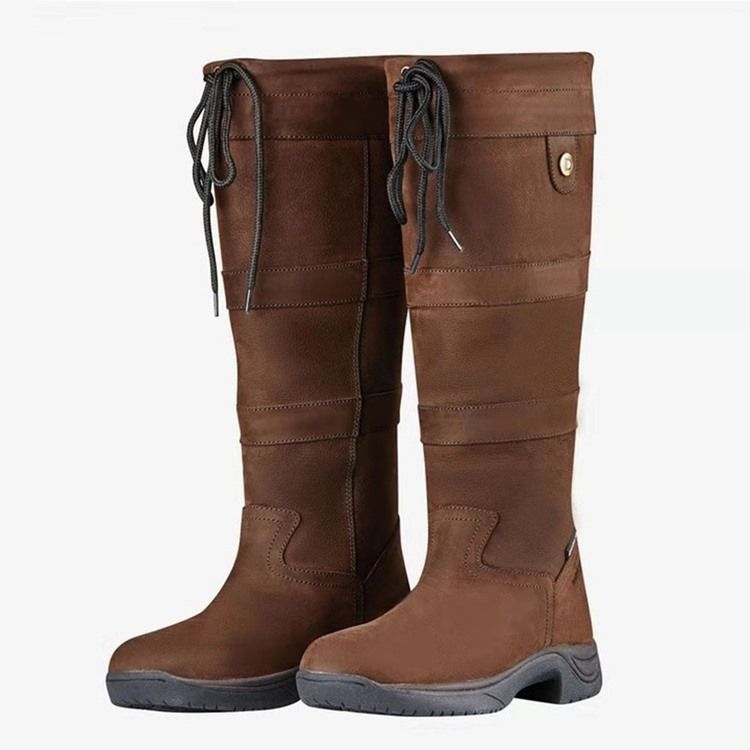 Bottes À Talons Carrés Et Bouts Ronds Unis Pour Femmes