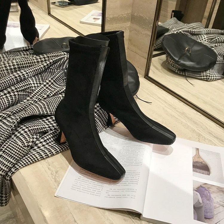 Bottes À Talons Hauts Et À Enfiler À Blocs De Couleurs Pour Femmes