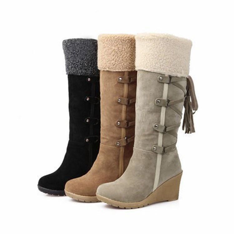 Bottes Western À Enfiler À Bout Rond Et Talon Compensé Pour Femmes