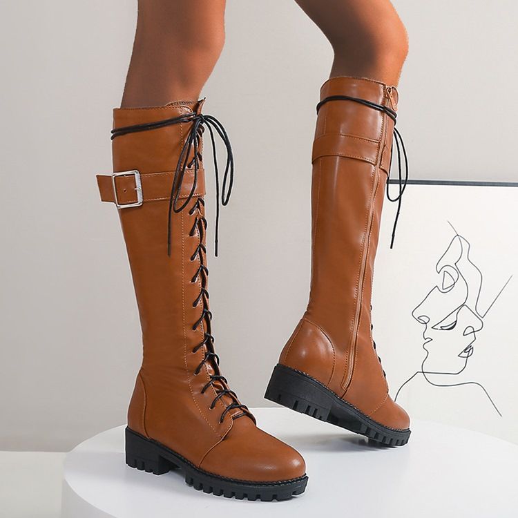 Bottes Western À Talons Blocs À Glissière Latérale Unie Pour Femmes