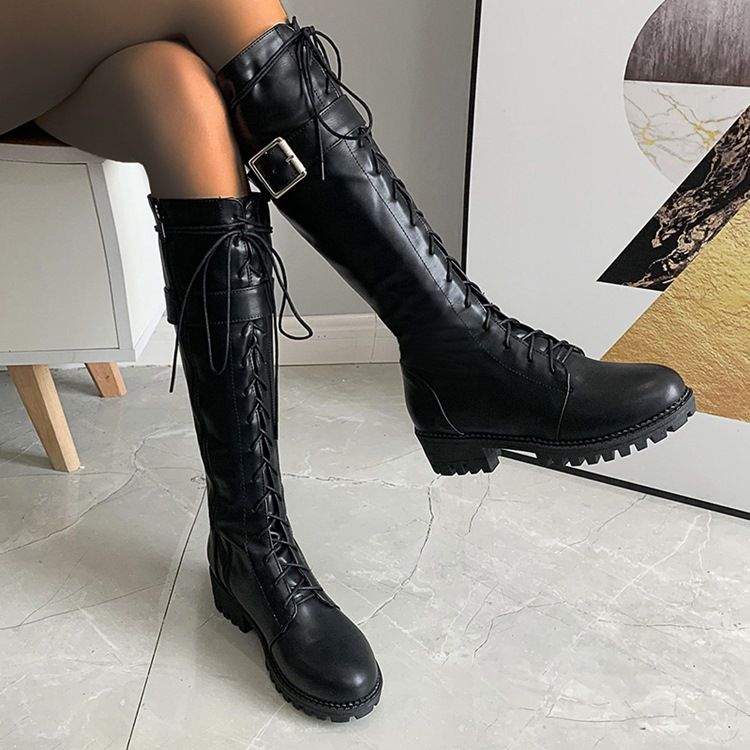 Bottes Western À Talons Blocs À Glissière Latérale Unie Pour Femmes