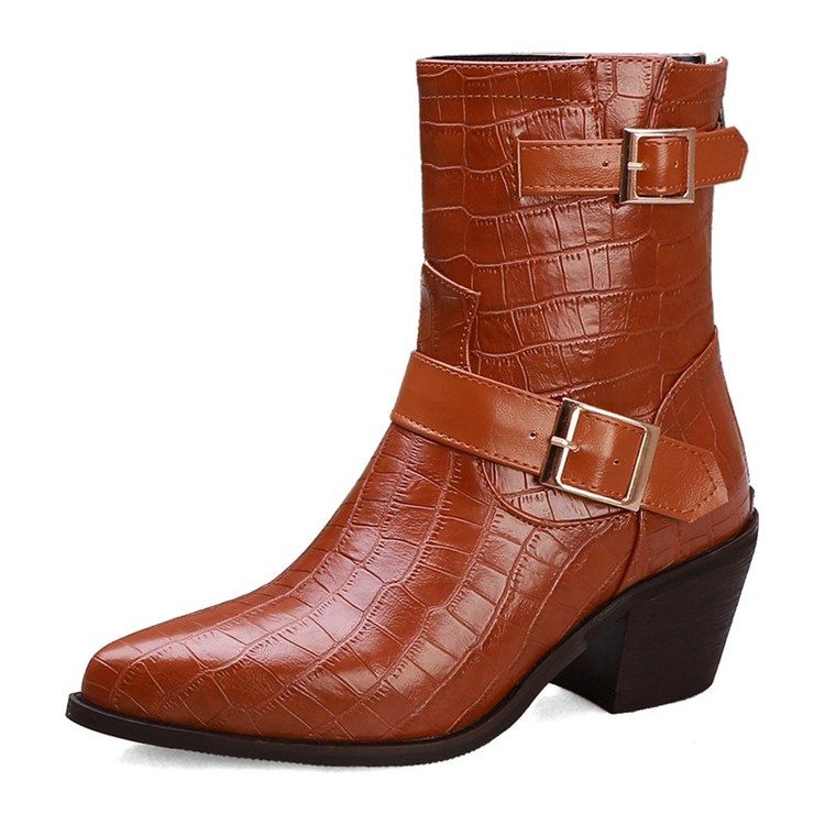 Bottines Pour Femmes À Bout Pointu Et À Glissière Au Dos