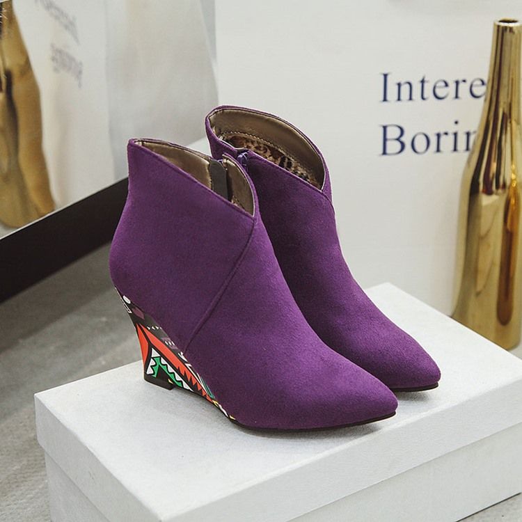 Bottines Pour Femmes À Bout Pointu Et À Talon Compensé