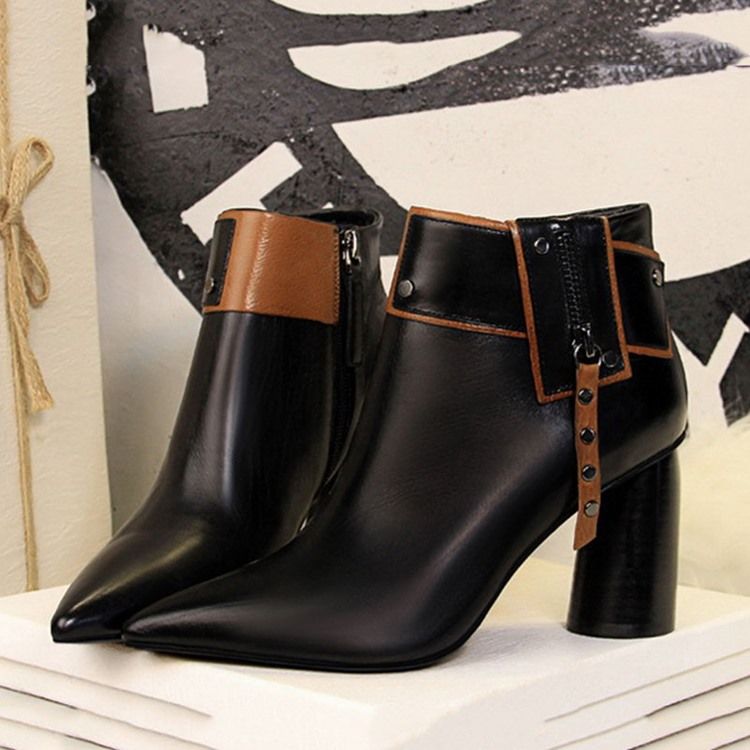 Bottines Pour Femmes À Bout Pointu Et Talon Épais