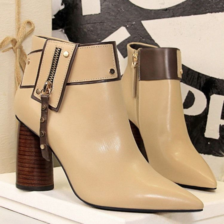 Bottines Pour Femmes À Bout Pointu Et Talon Épais