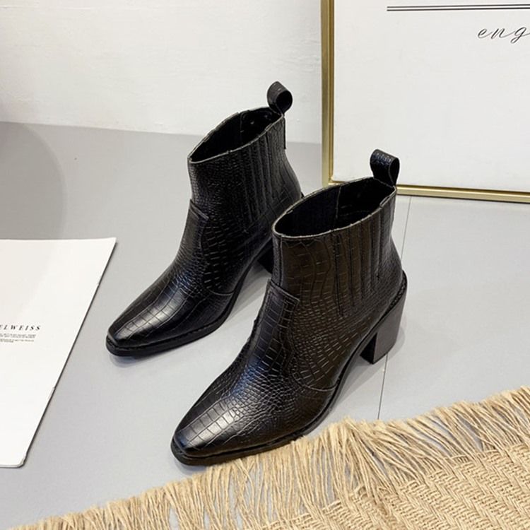 Bottines Pour Femmes À Bout Pointu Et À Talons Épais