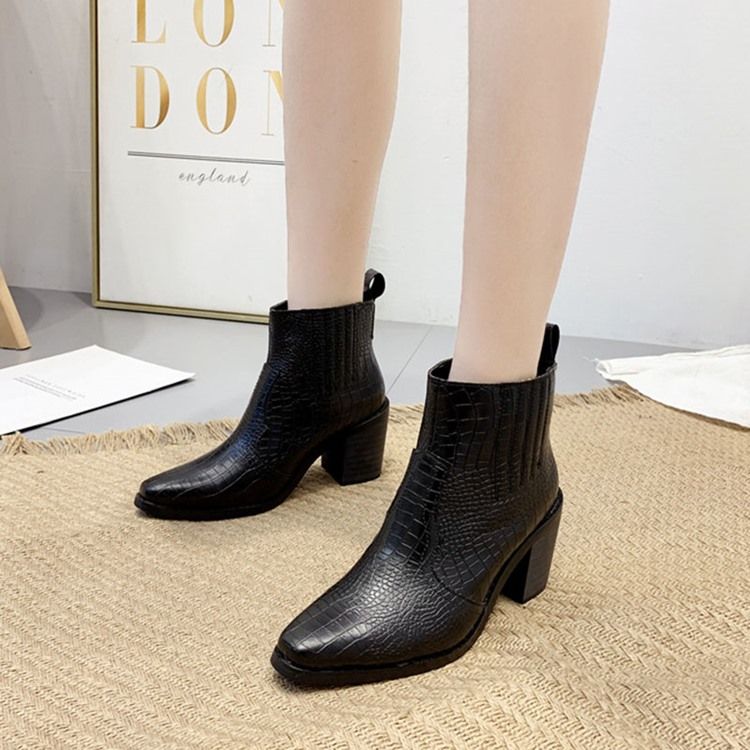 Bottines Pour Femmes À Bout Pointu Et À Talons Épais