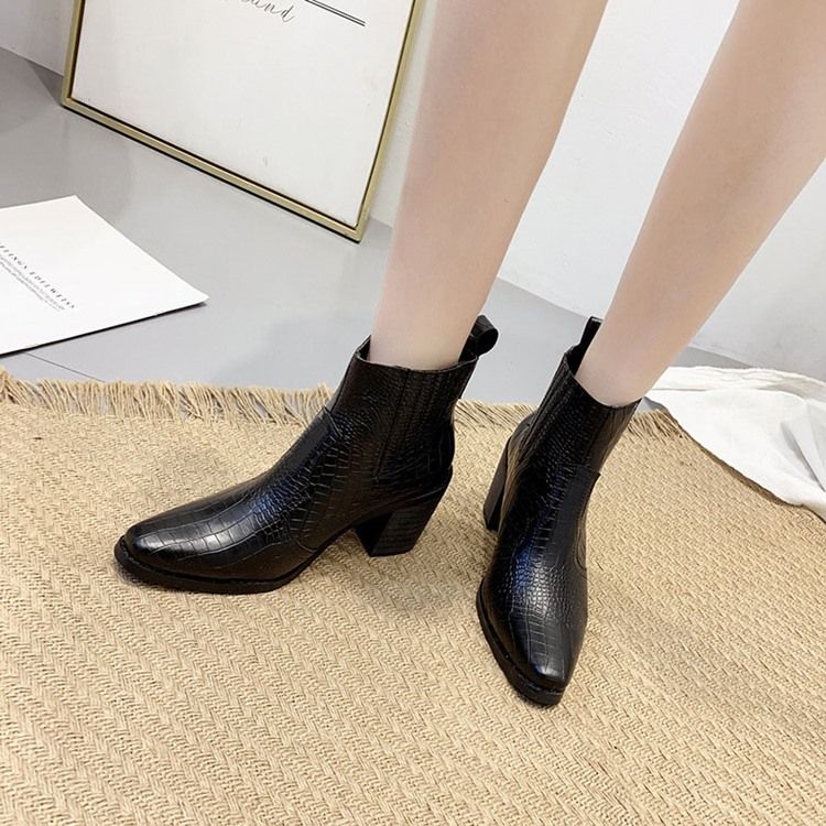 Bottines Pour Femmes À Bout Pointu Et À Talons Épais