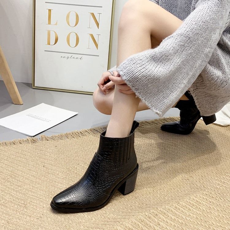 Bottines Pour Femmes À Bout Pointu Et À Talons Épais