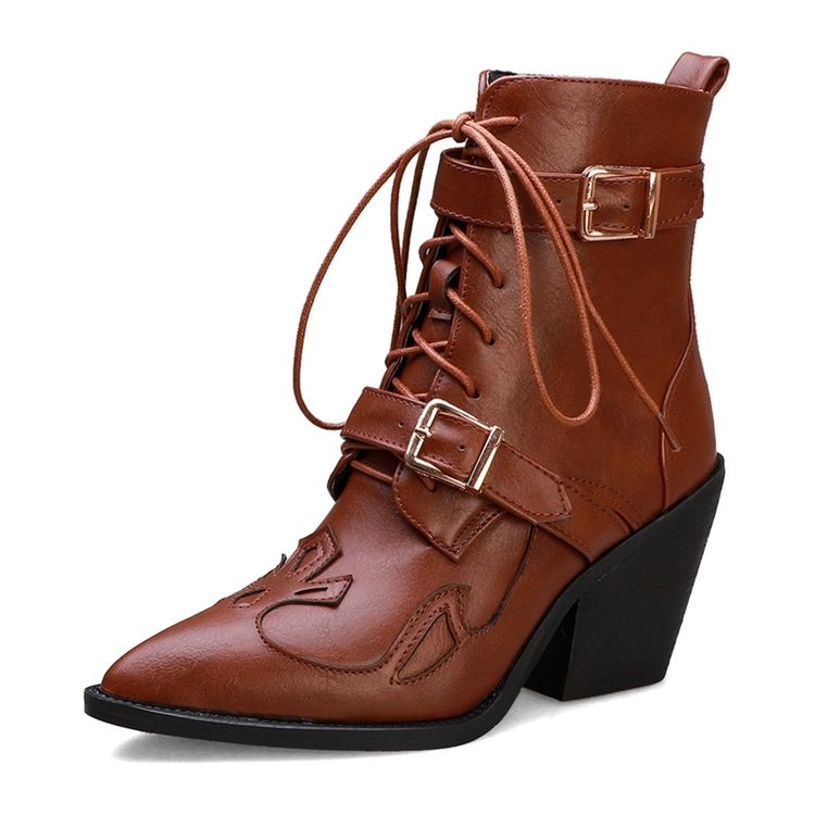 Bottines Pour Femmes À Lacets Et Bout Pointu