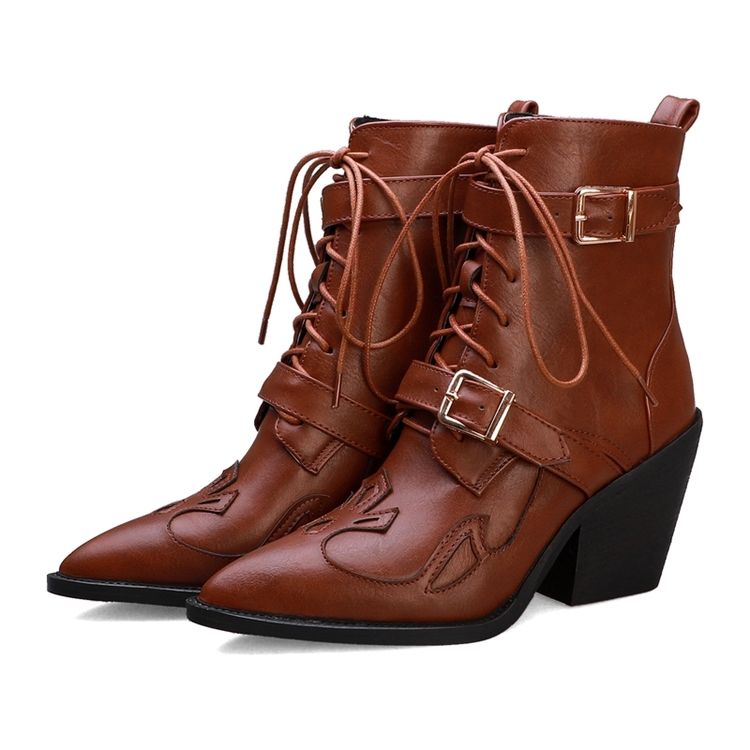 Bottines Pour Femmes À Lacets Et Bout Pointu