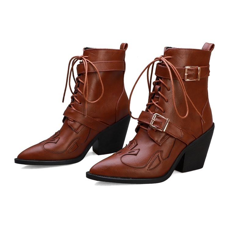 Bottines Pour Femmes À Lacets Et Bout Pointu