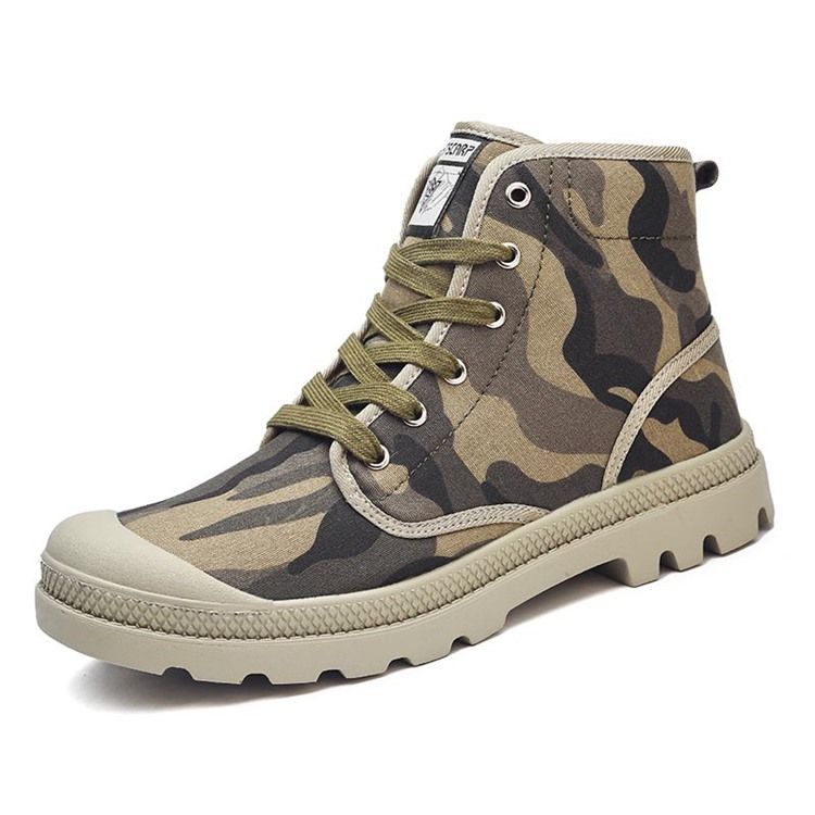 Chaussures De Skate Pour Hommes À Bout Rond Et À Lacets Et À Coupe Haute Et Camouflage