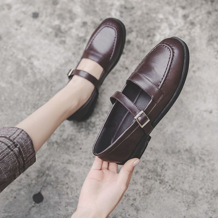 Chaussures Plates Coréennes À Boucle À Talon Bloc Pour Femmes