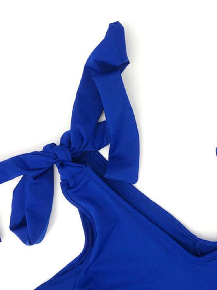 Robe Bleue À Épaules Dénudées Et Col En V Au-dessus Du Genou Pour Femmes