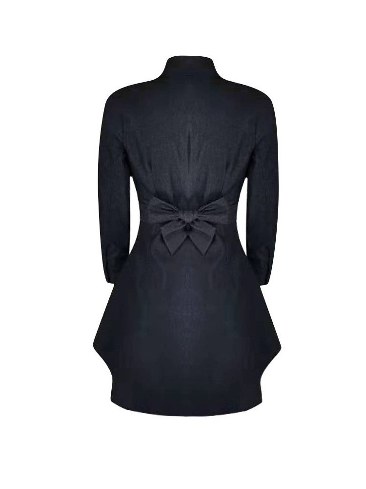 Robe À Boutonnage Simple À Manches Longues Au-dessus Du Genou Pour Femmes