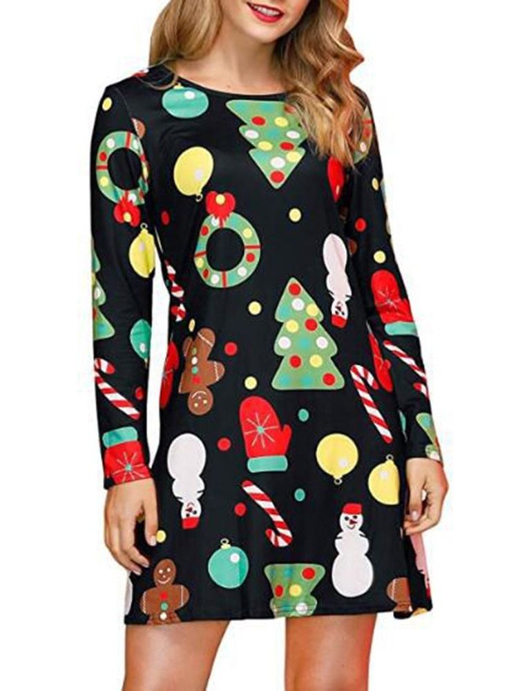 Robe De Cocktail De Fête De Noël Au-dessus Du Genou À Manches Longues Et À Manches Longues Pour Femmes