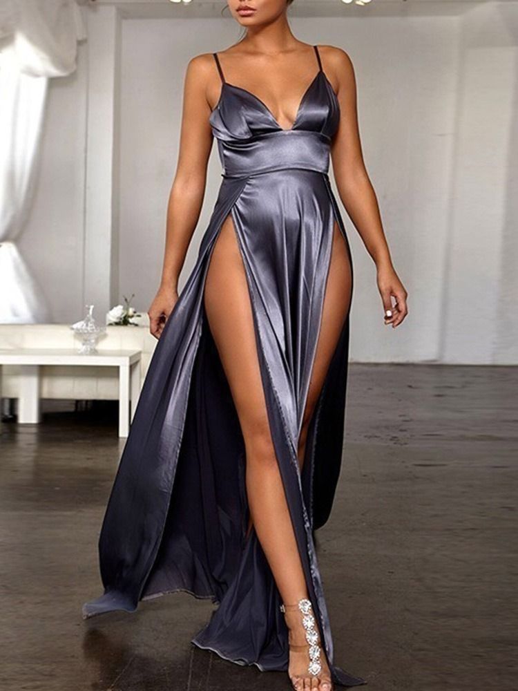 Robe De Cocktail Taille Haute Sans Manches À Col En V Pour Femmes