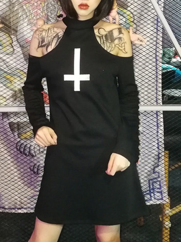 Robe De Costume D'halloween À Manches Longues Pour Femmes Au-dessus Du Genou