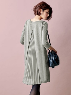 Robe Décontractée Ample Fendue En Patchwork Plissé Au Dos Pour Femme