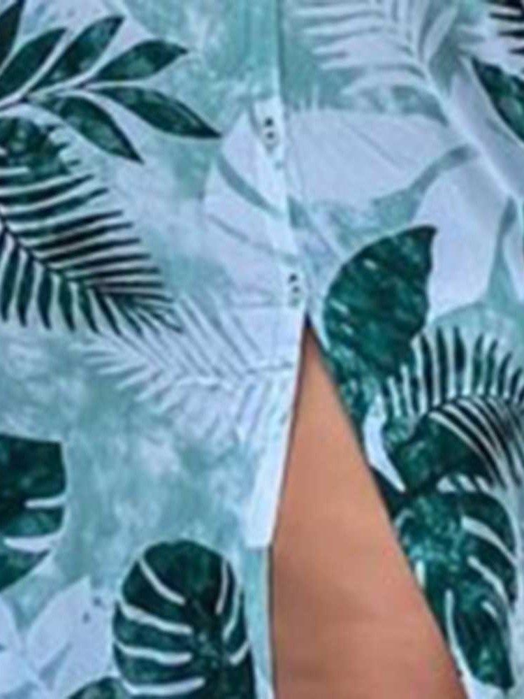 Robe Décontractée D'été À Manches Trois-quarts Et À Imprimé De Poche Pour Femmes