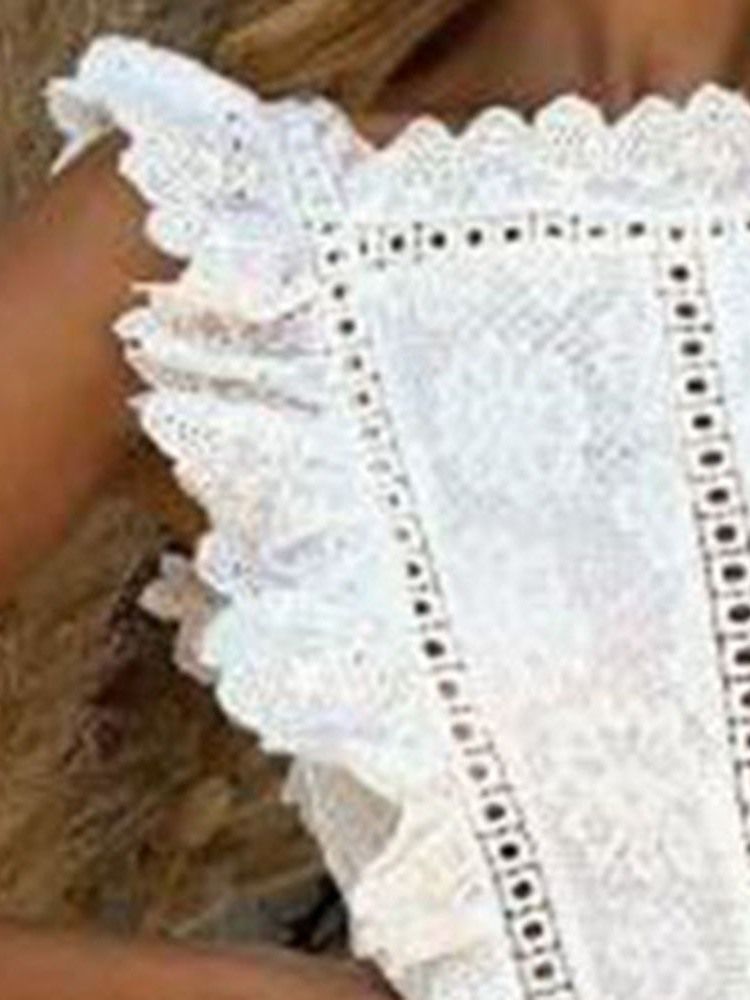 Robe En Dentelle Unie À Mancherons Pour Femmes