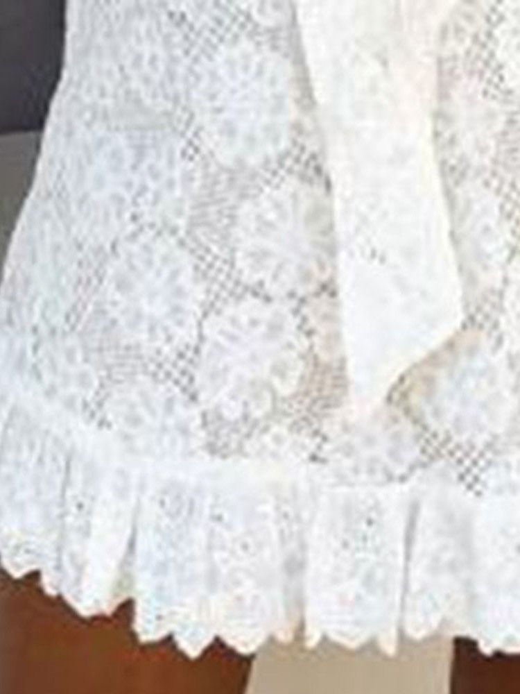 Robe En Dentelle Unie À Mancherons Pour Femmes