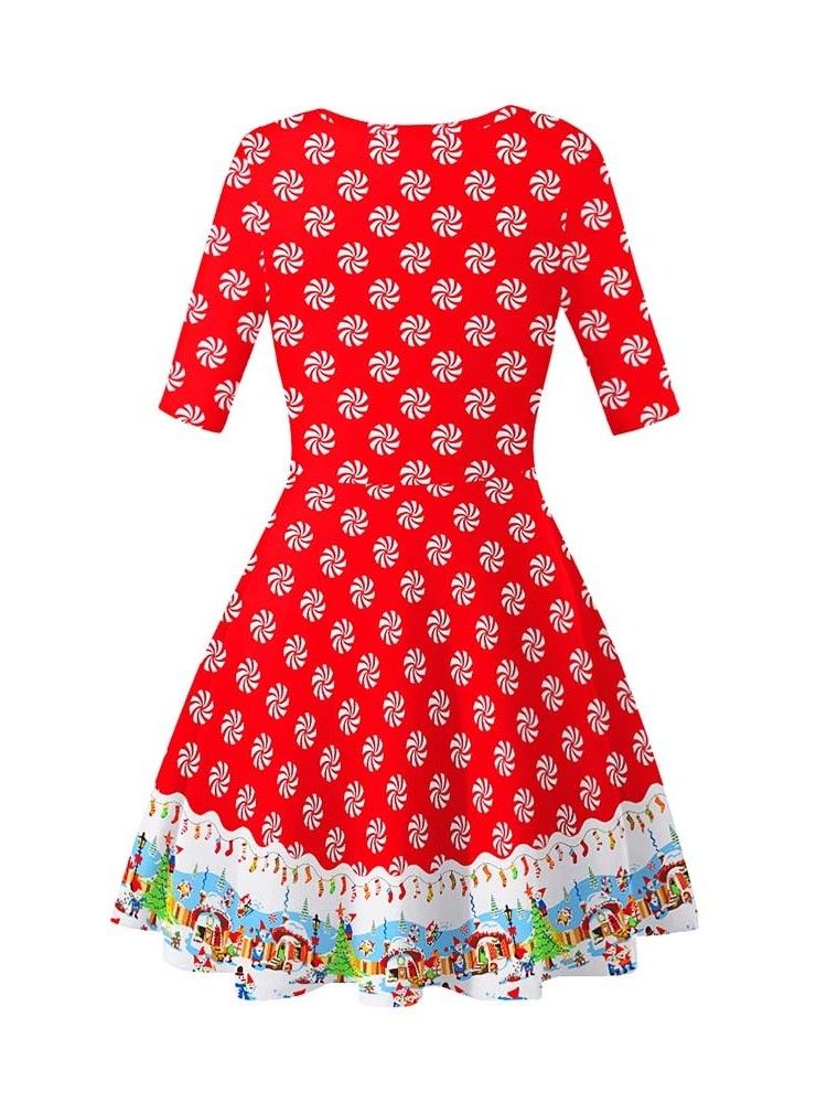 Robe De Dessin Animé D'été À Manches Courtes Et Col Rond Pour Femmes