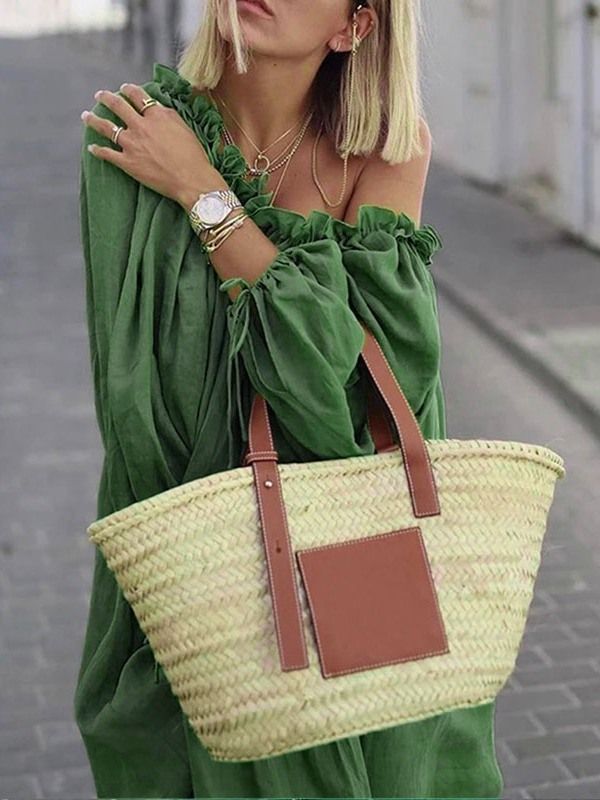 Robe D'été Décontractée À Manches Longues Et À Épaules Dénudées Pour Les Femmes