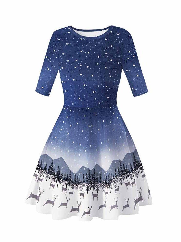 Robe D'été De Dessin Animé À Manches Courtes Et À Col Rond Pour Femme