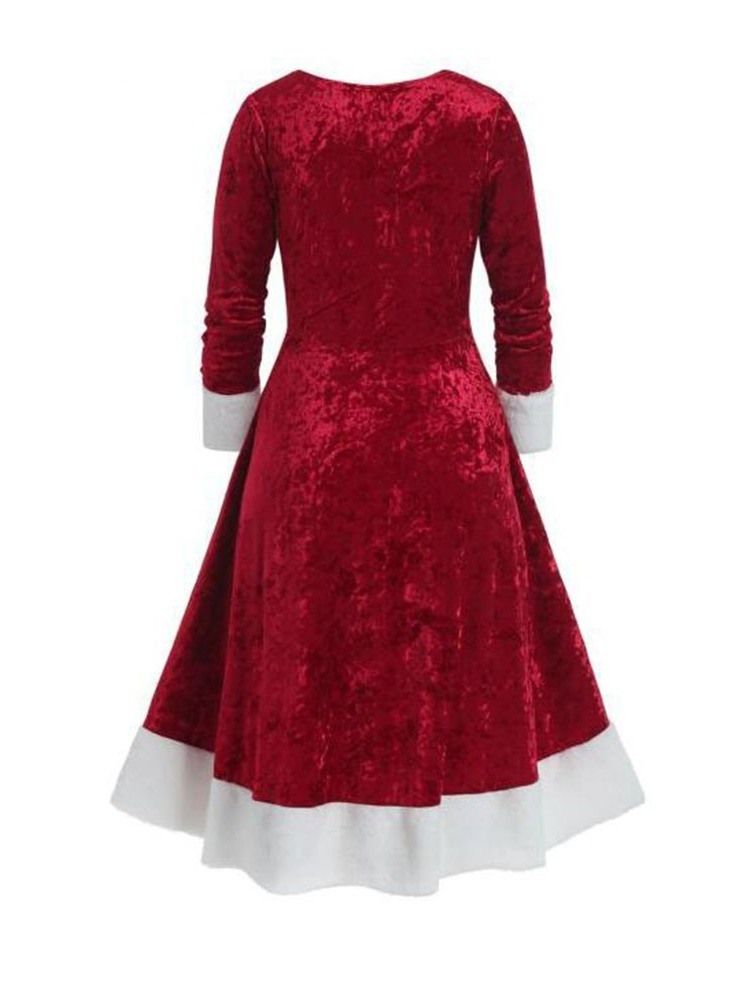 Robe D'hiver Taille Haute À Manches Longues Et Mi-mollet Pour Femmes