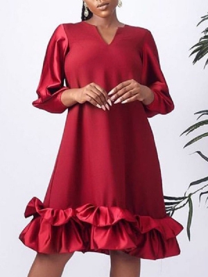 Robe À Enfiler Unie À Manches Trois-quarts Et À Manches Longues Pour Femmes