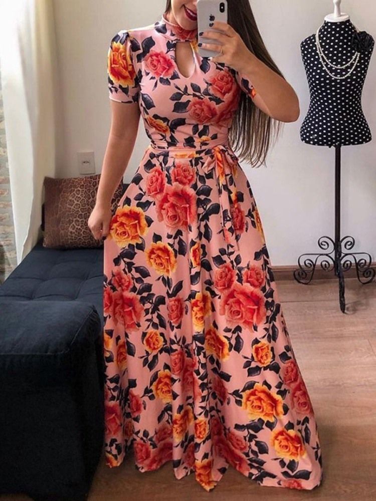 Robe Pour Femme À Manches Courtes Et À Manches Courtes Longueur Au Sol