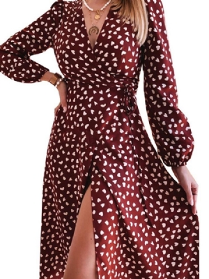 Robe Pour Femmes À Col En V Et À Manches Longues