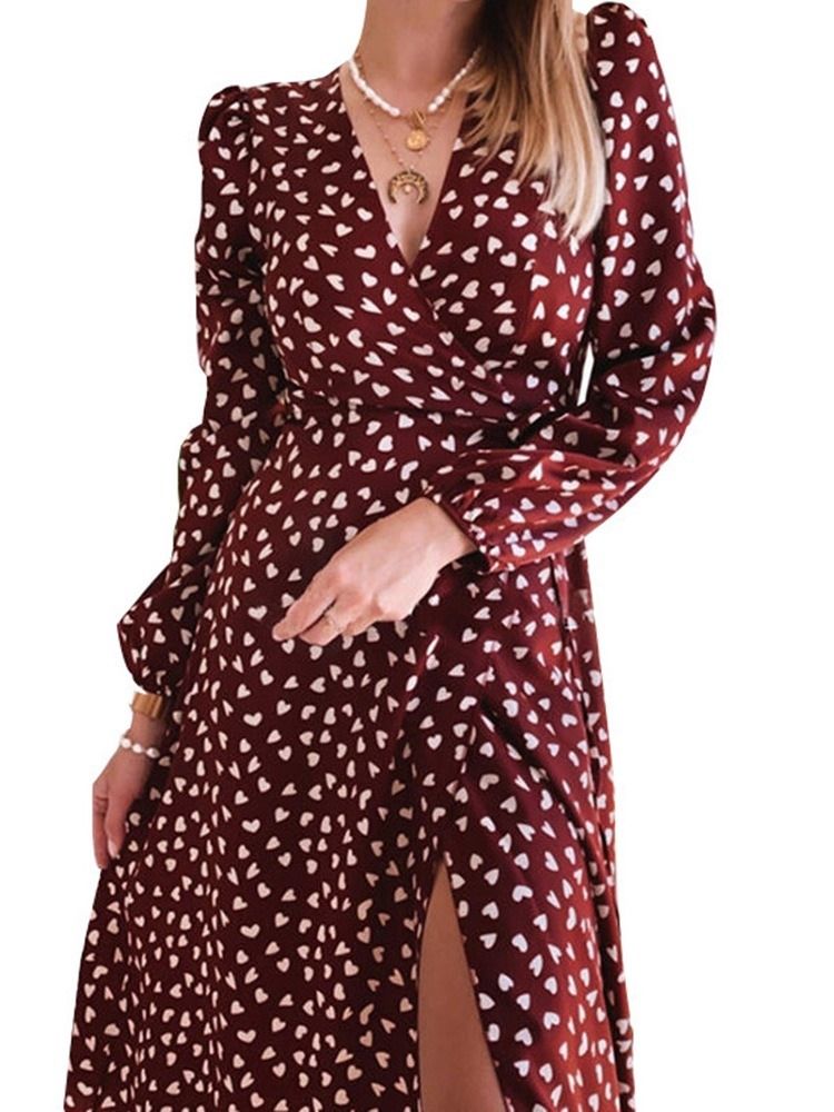 Robe Pour Femmes À Col En V Et À Manches Longues