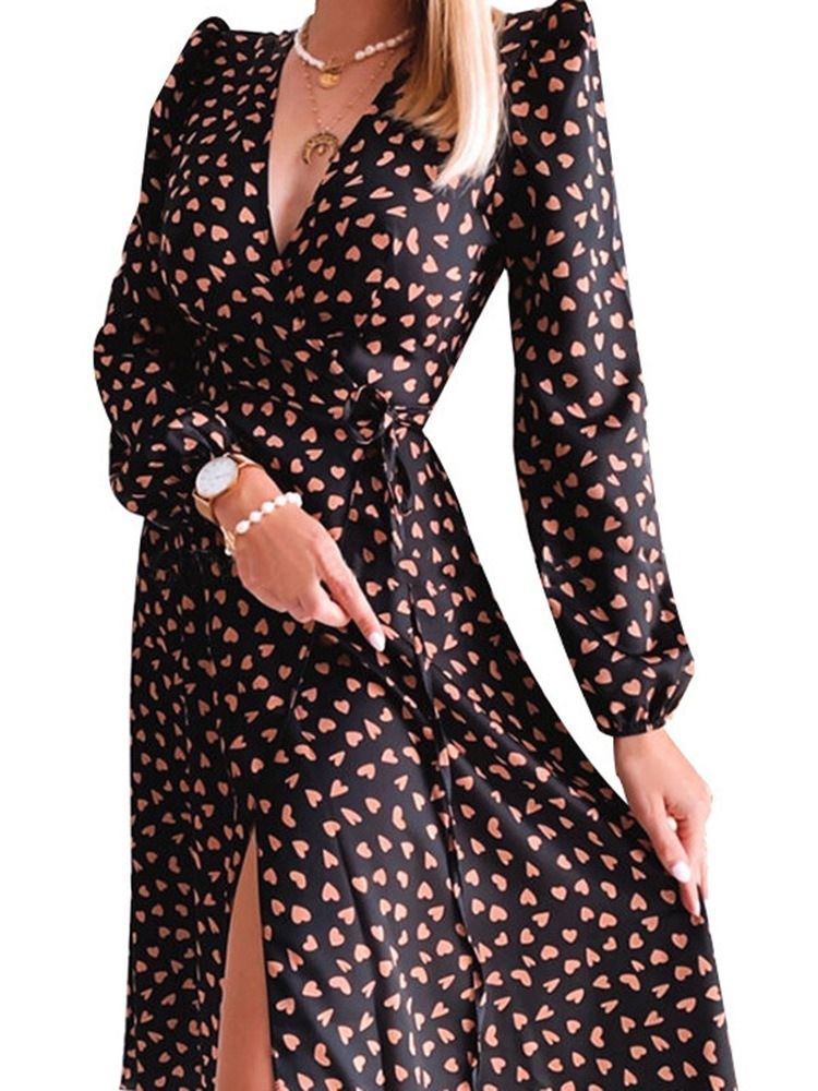 Robe Pour Femmes À Col En V Et À Manches Longues