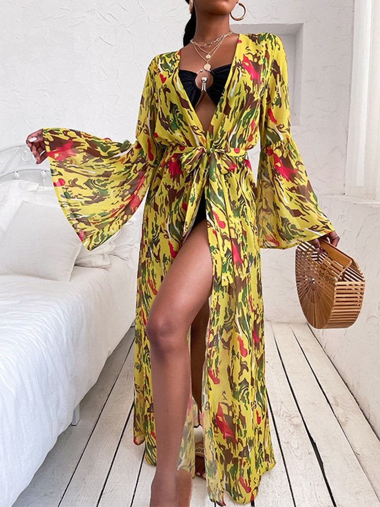 Robe Pour Femmes À Manches Longues Et À Lacets Au Sol