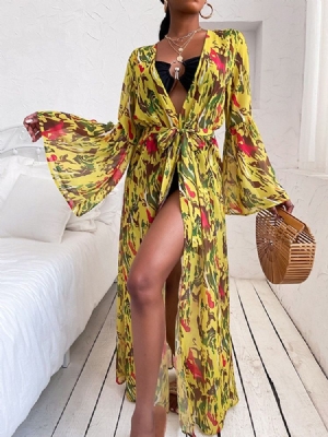 Robe Pour Femmes À Manches Longues Et À Lacets Au Sol