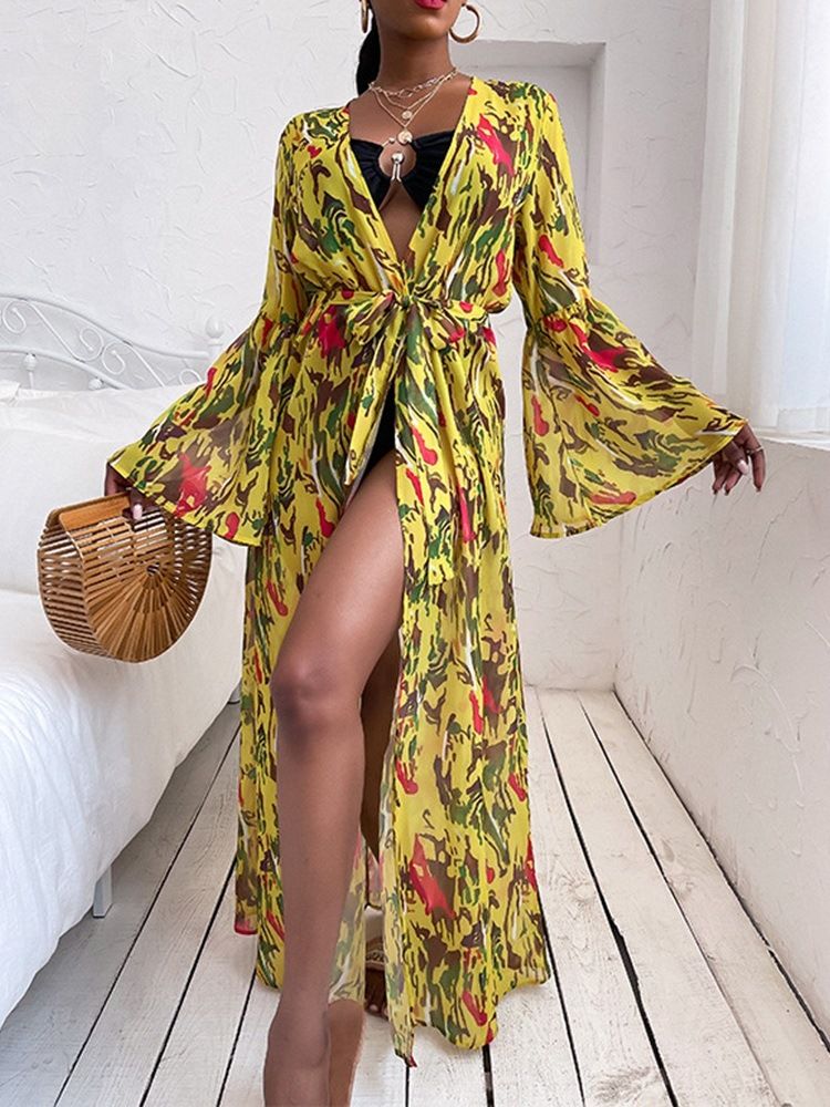 Robe Pour Femmes À Manches Longues Et À Lacets Au Sol