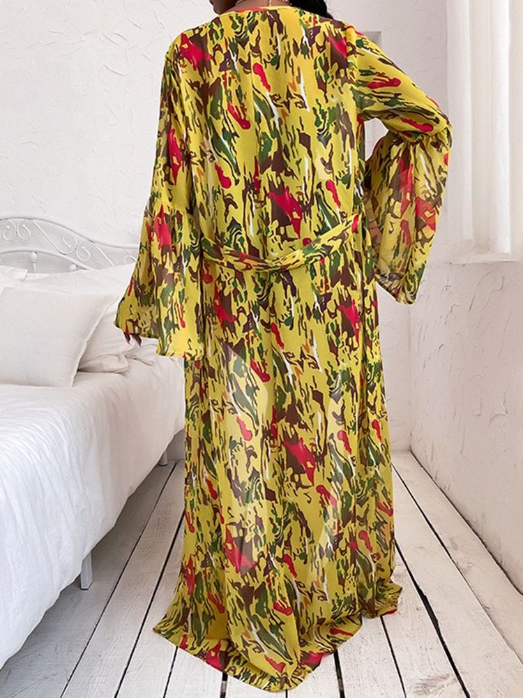 Robe Pour Femmes À Manches Longues Et À Lacets Au Sol