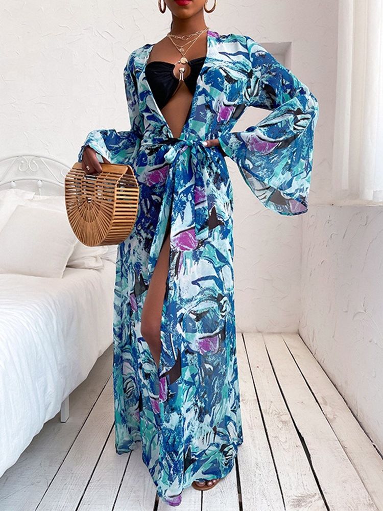 Robe Pour Femmes À Manches Longues Et À Lacets Au Sol